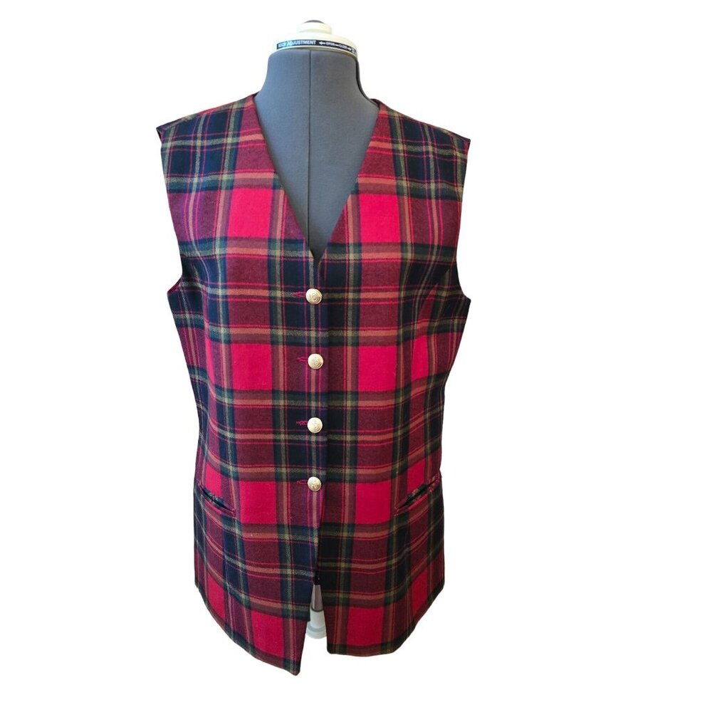 Giorgio Sant Angelo Collectible Gold Plaid Wool Vest Large‎ Made In Bulgaria
